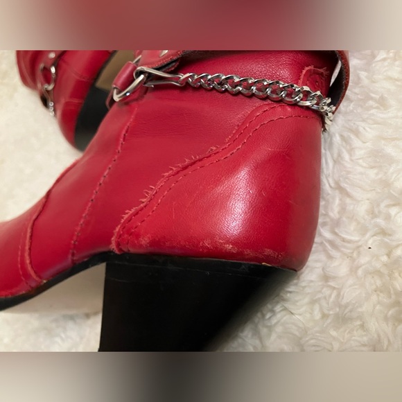 Women’s Cowgirl Red Silver Trim Western Slouch Ankle Size 7 - Picture 7 of 14